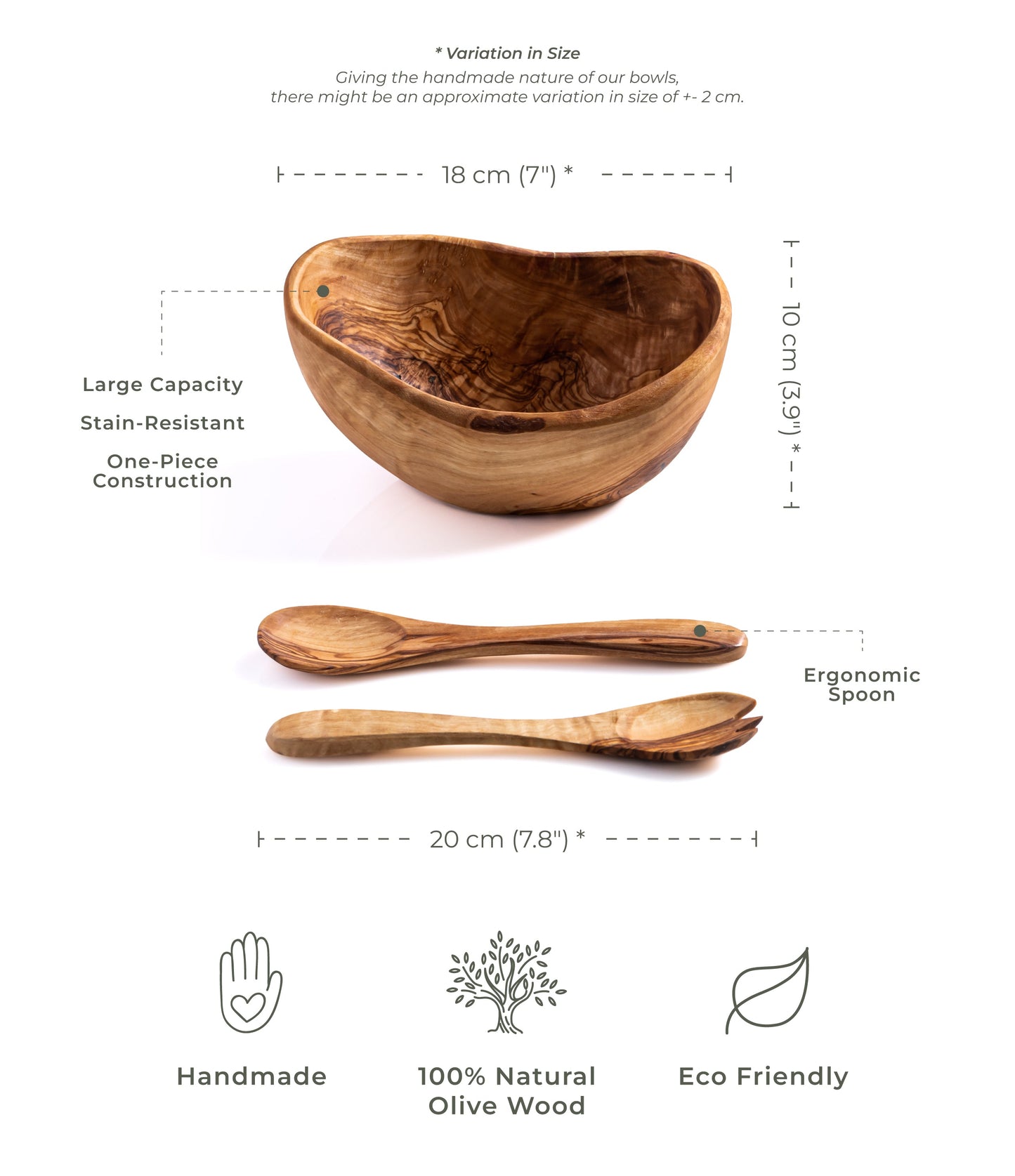 Oval Salad Bowl 18x14 cm with Utensils