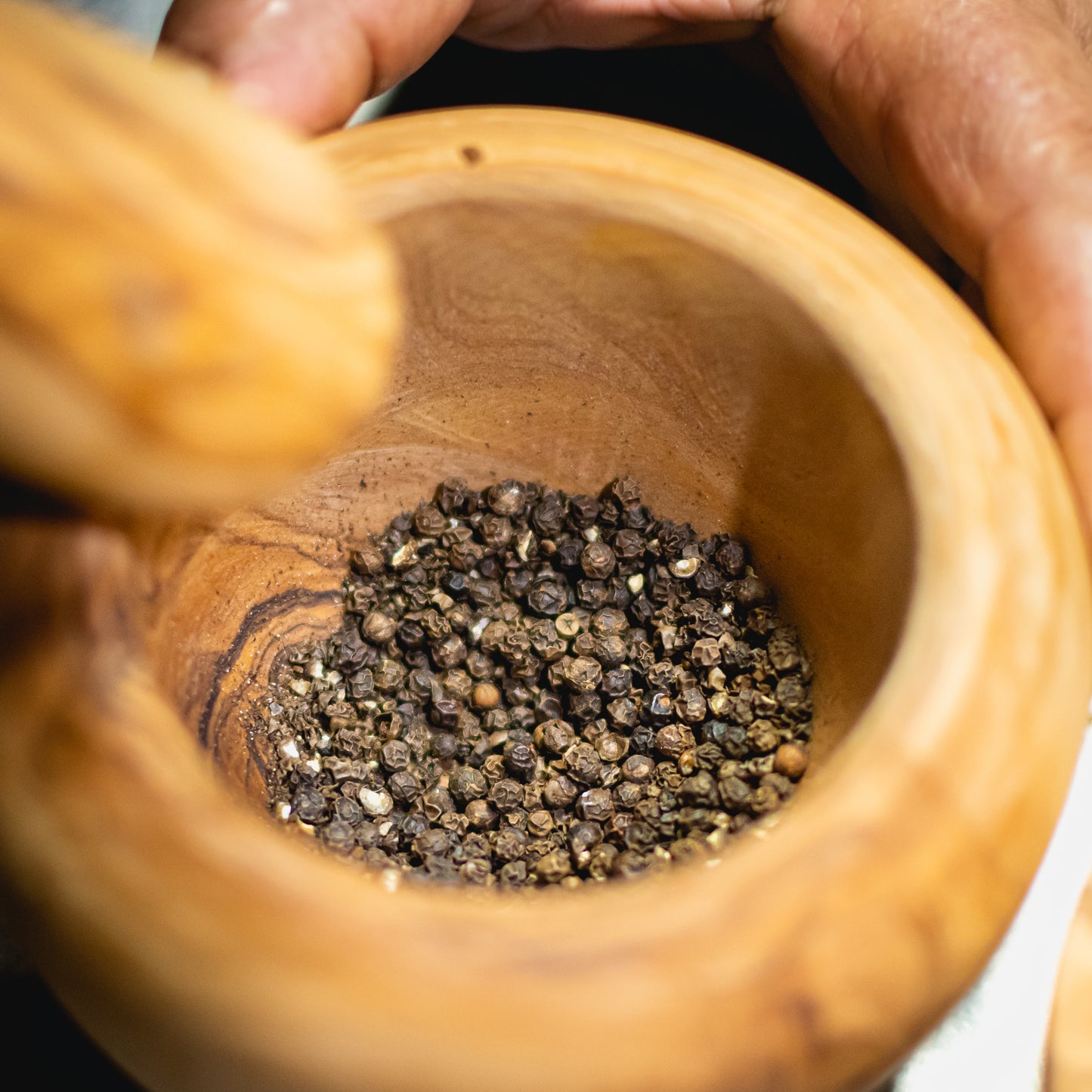 Round Mortar and Pestle - 12cm - Olive Wood