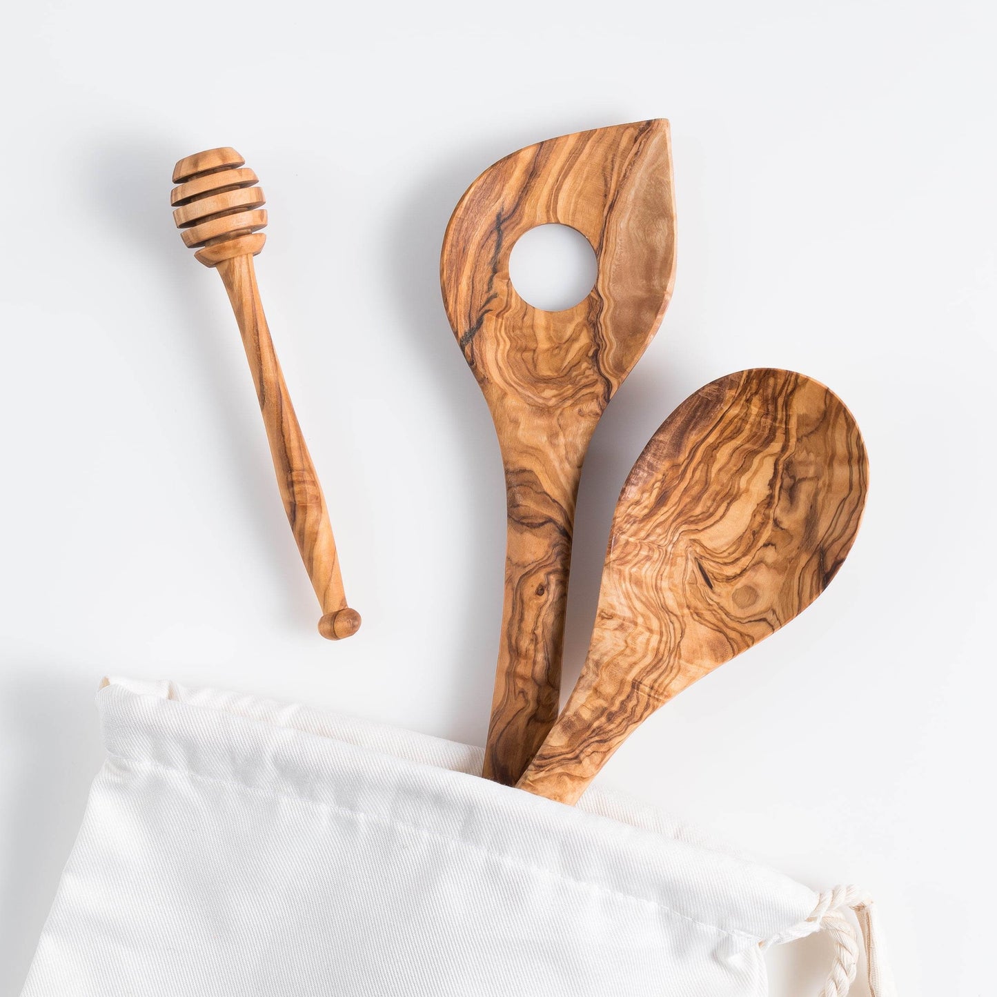 Wooden Utensils Set of 3 - Wooden Spoon ,Risotto Spoon and Honey Stirrer - Darido