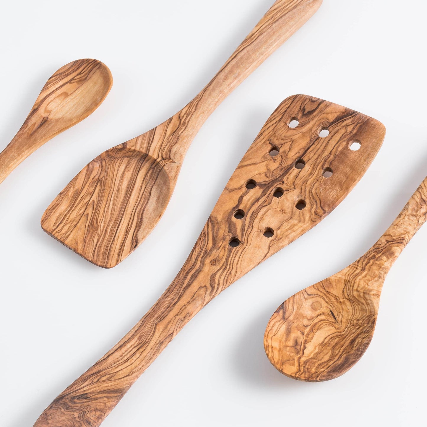 Olive Wood Cooking Spoons Set of 3 with Extra Small Spoons - Darido