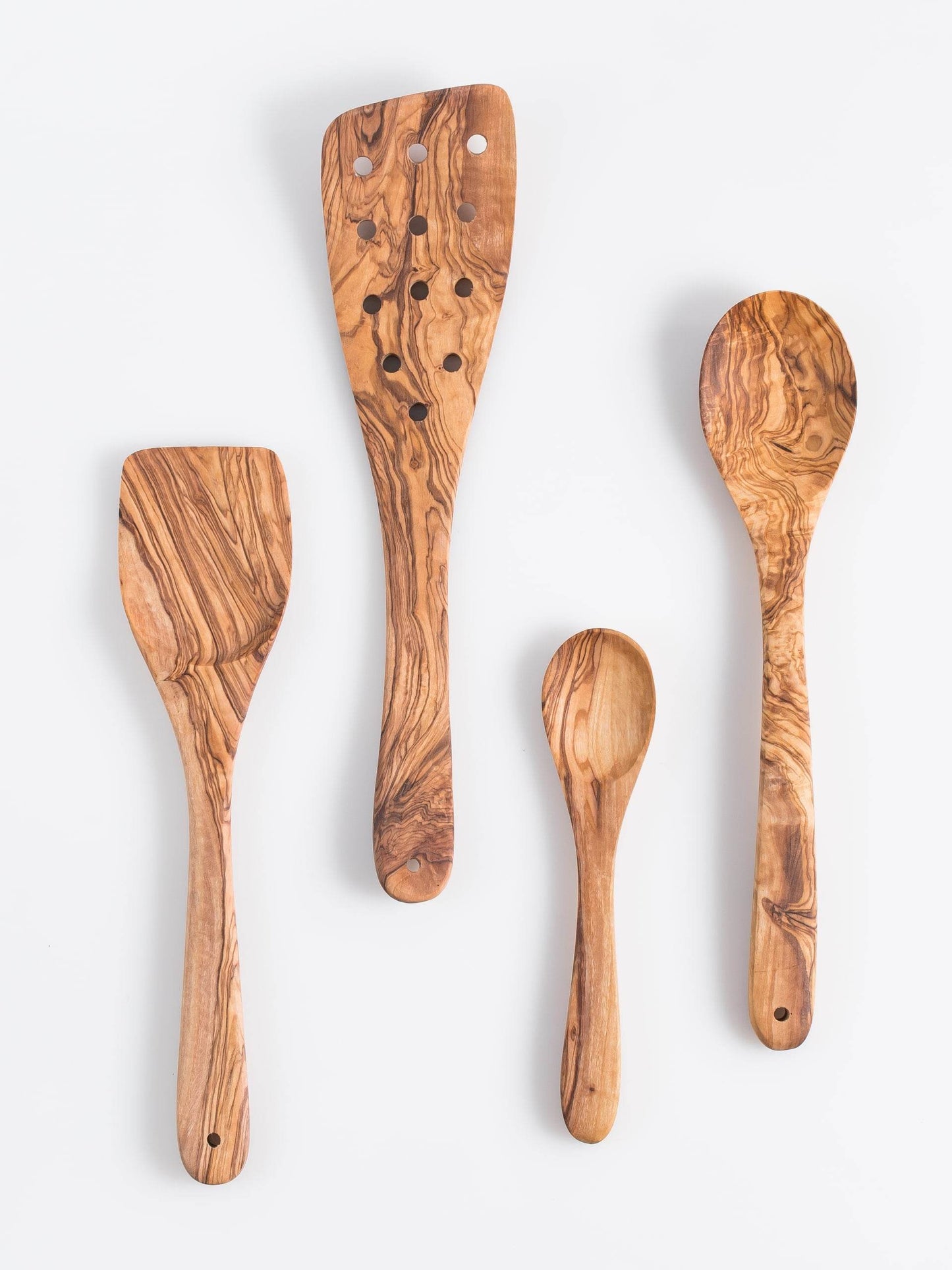 Olive Wood Cooking Spoons Set of 3 with Extra Small Spoons - Darido