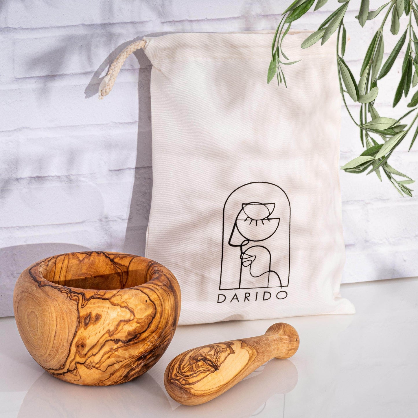 Mortar and Pestle - 14 x 8 x 8 CM Round - Darido