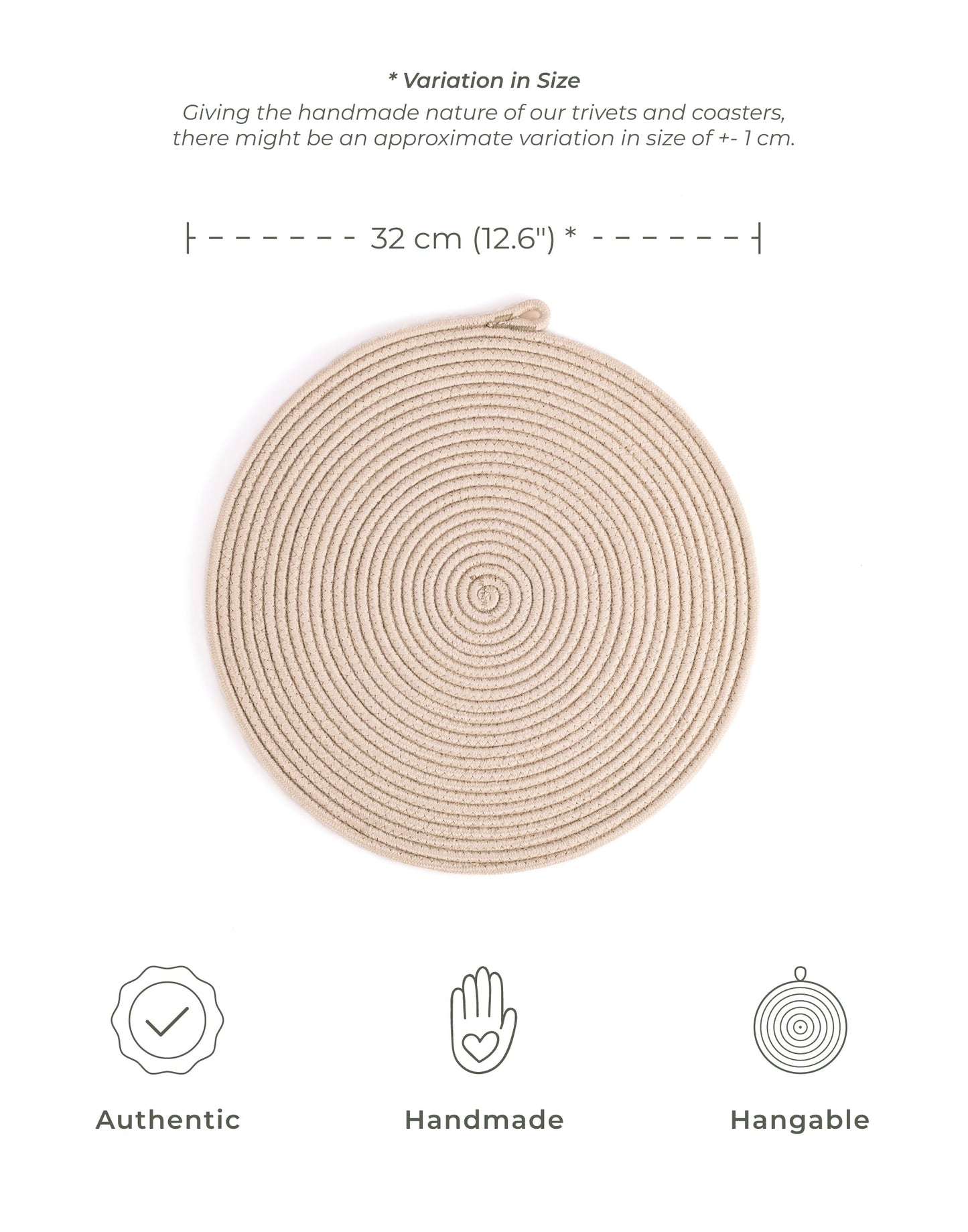 Beige Cotton Placemat - 32 cm