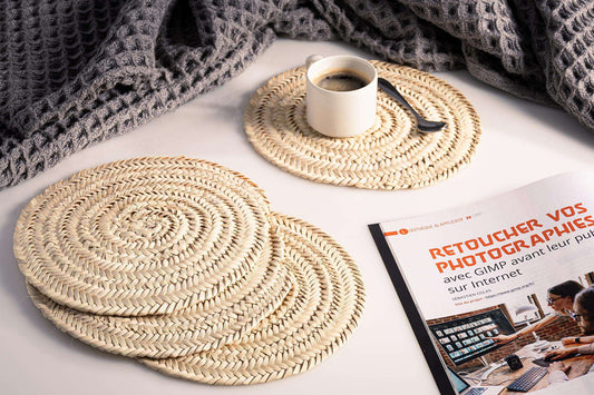 Darido Saaf Grass Woven Round trivet- 20 cm - Darido