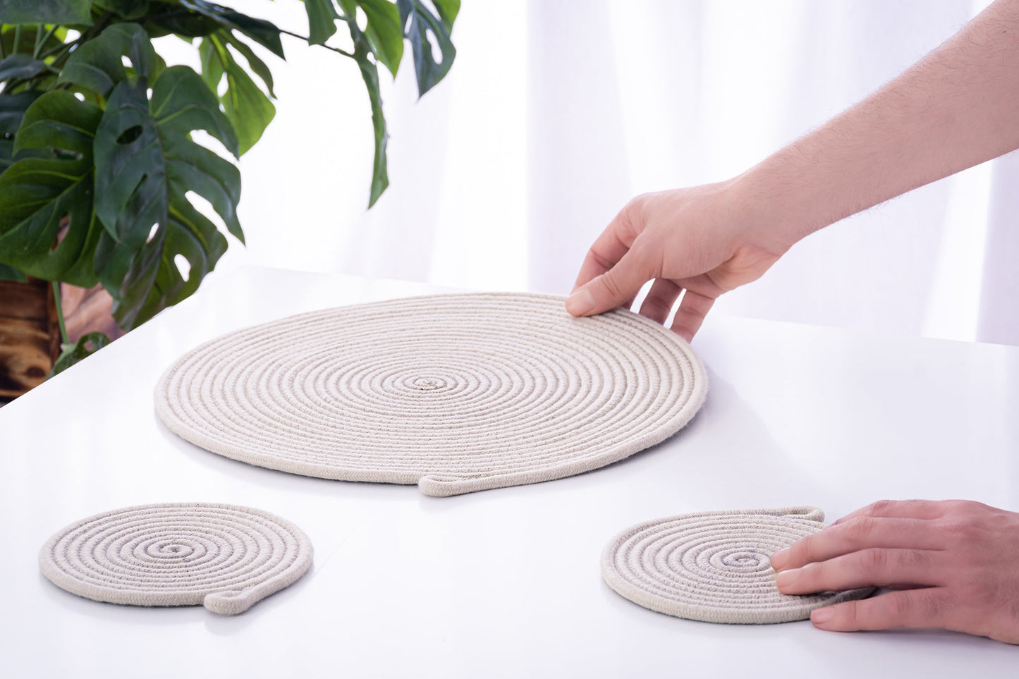Beige Cotton Placemat - 32 cm