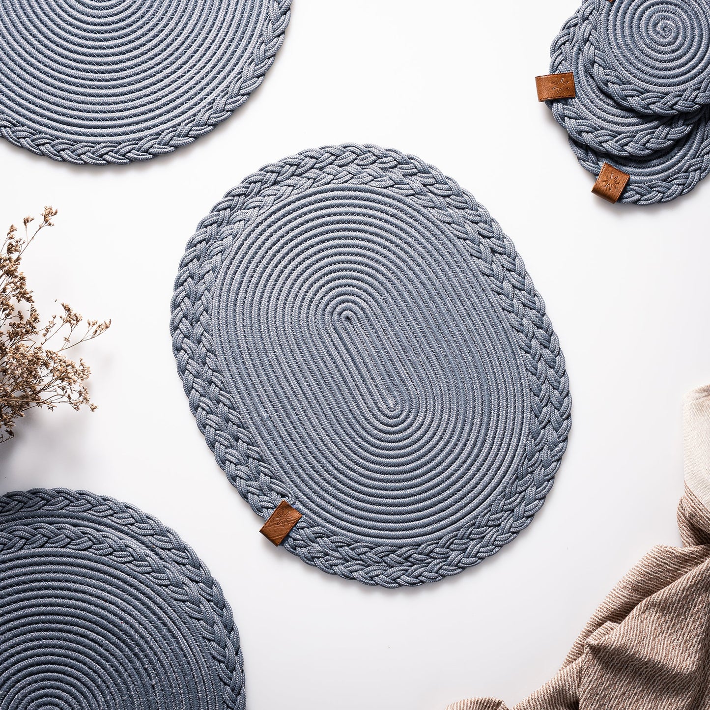 Set of Round Woven Placemats - 32 cm
