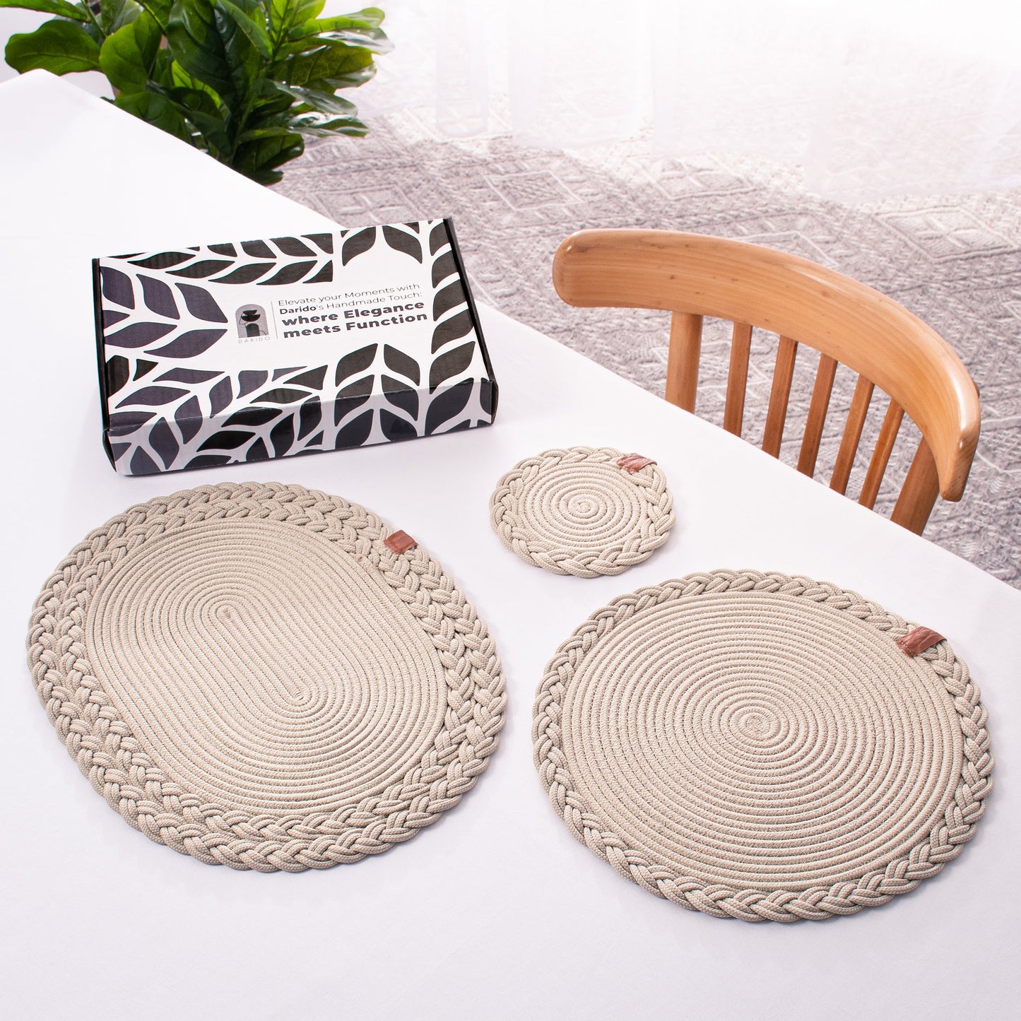 Set of Round Woven Placemats - 32 cm