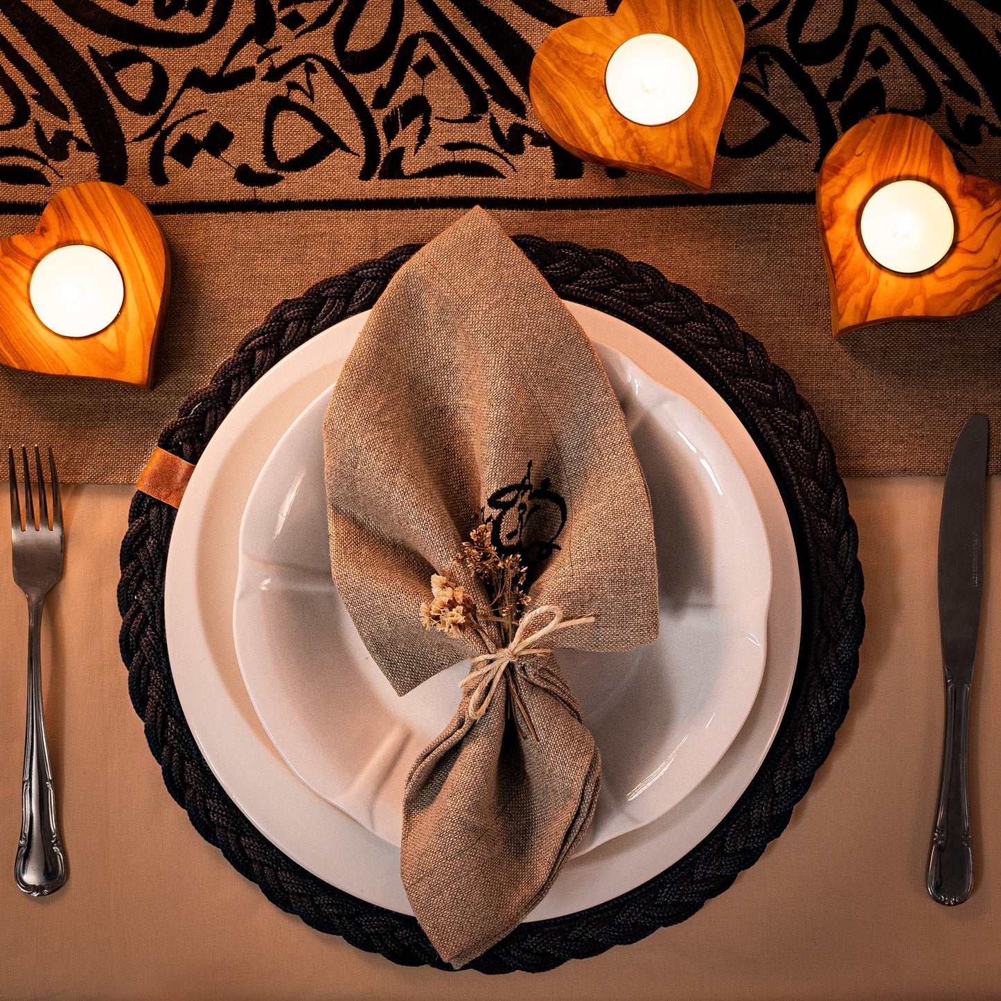 Set of Round Woven Placemats - 32 cm