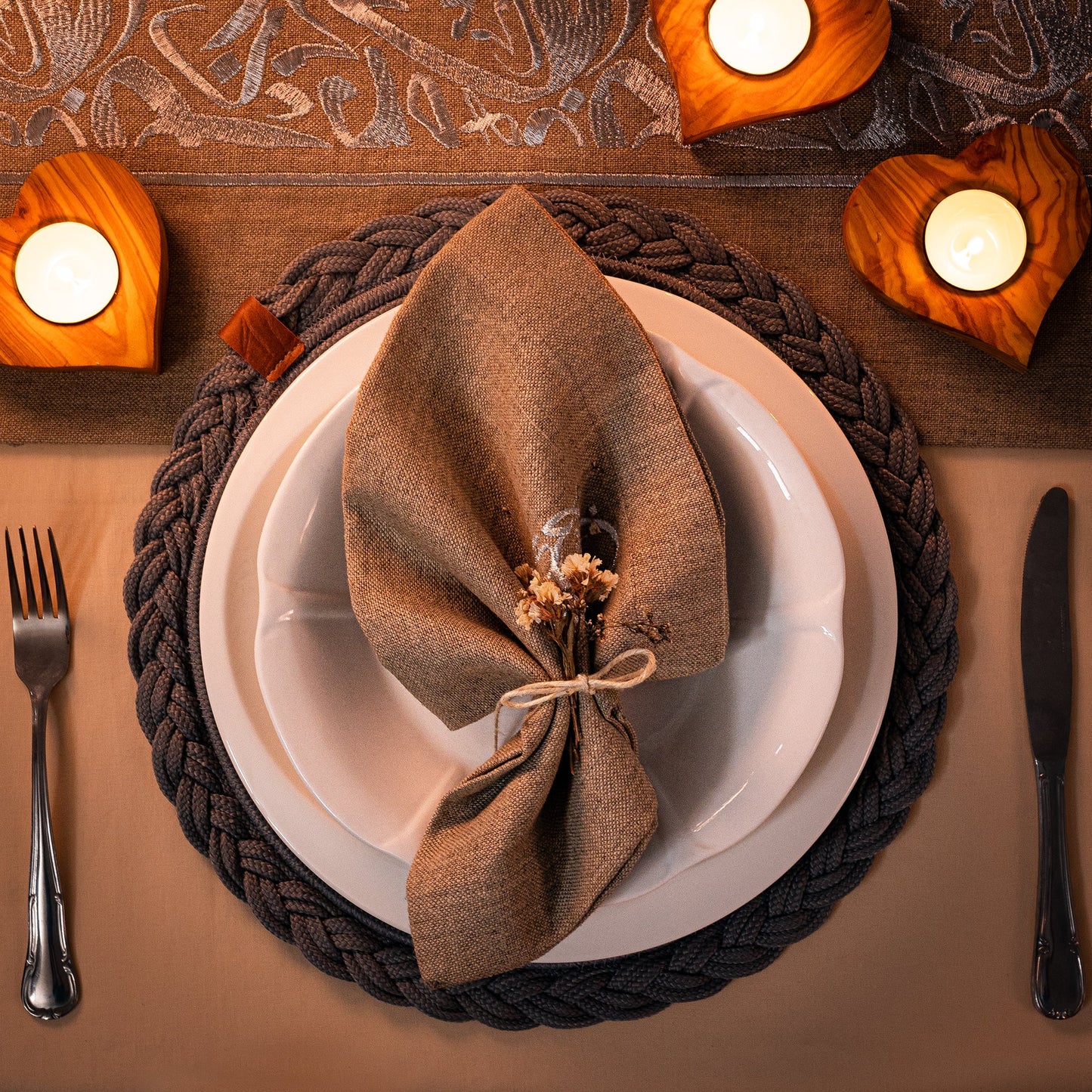 Set of Round Woven Placemats - 32 cm