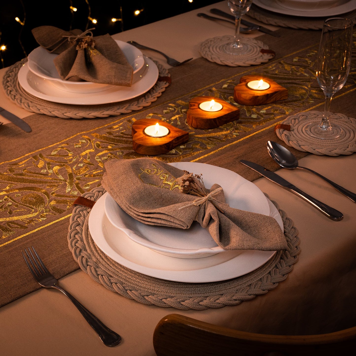 Set of Round Woven Placemats - 32 cm
