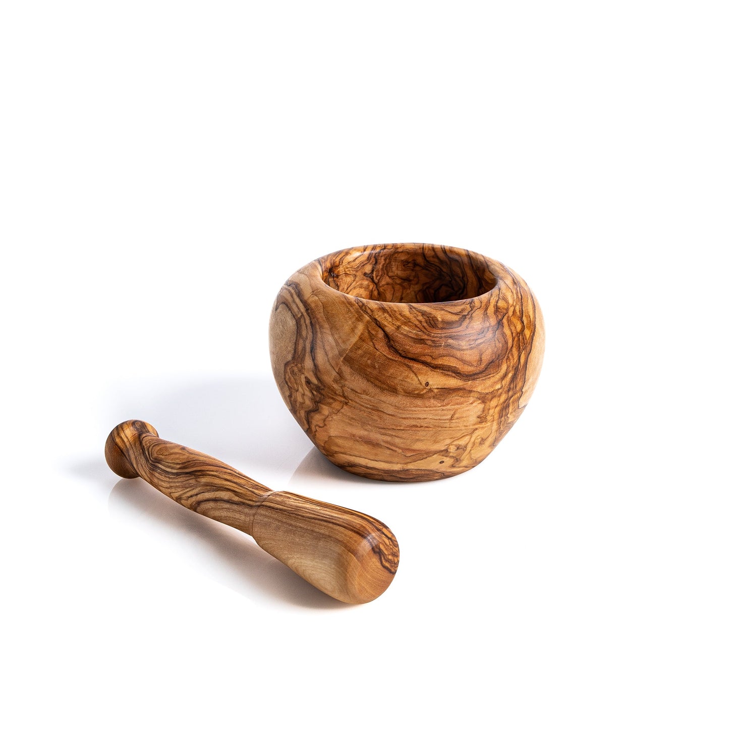 Round Mortar and Pestle - 12cm - Olive Wood