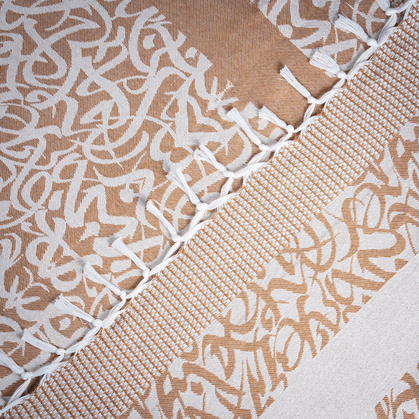 3 x 2 m Calligraphy Cotton Throw with 2 Matching Cushion Covers – 100% Cotton – High Quality