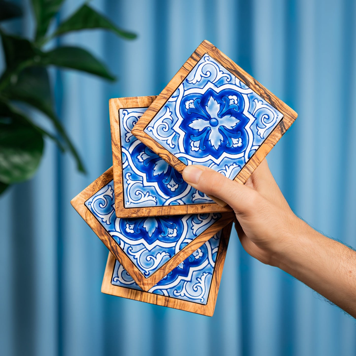 Ceramic Olive Wood Coaster