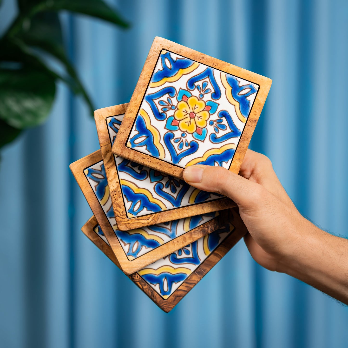 Ceramic Olive Wood Coaster