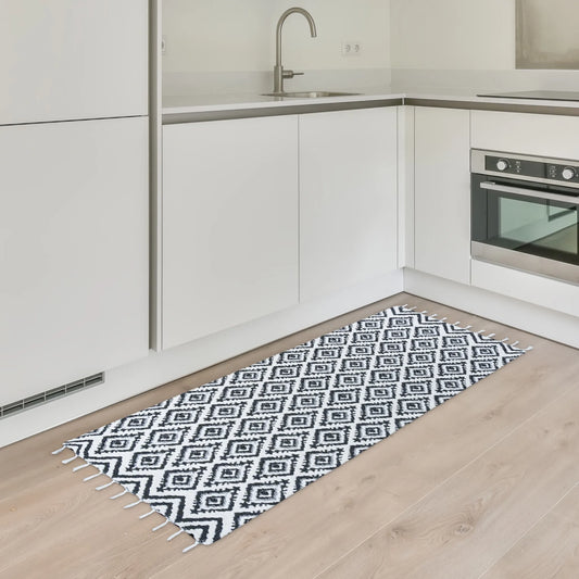 Handmade Kitchen Rug – Premium & High-Quality - modern geometric diamond pattern