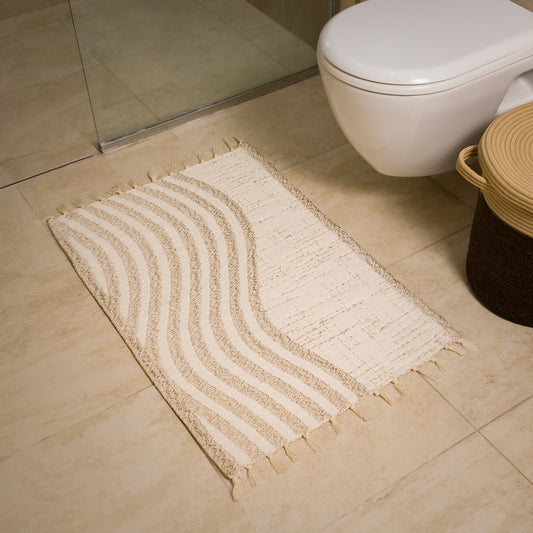 Handmade Cotton Bath Mat Sable| Reversible Bathroom Rug