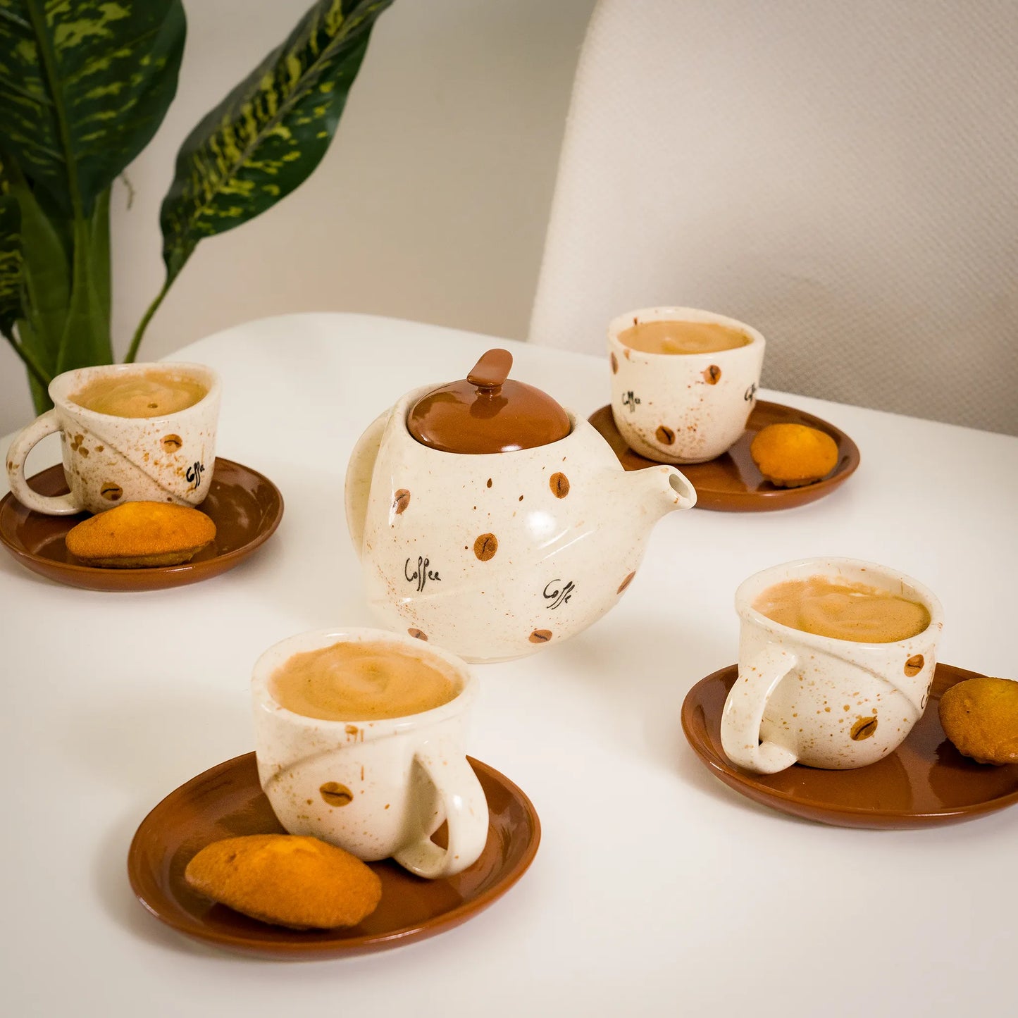 Handmade Ceramic Cafiana Coffee Set – 4 Person Artisan Service
