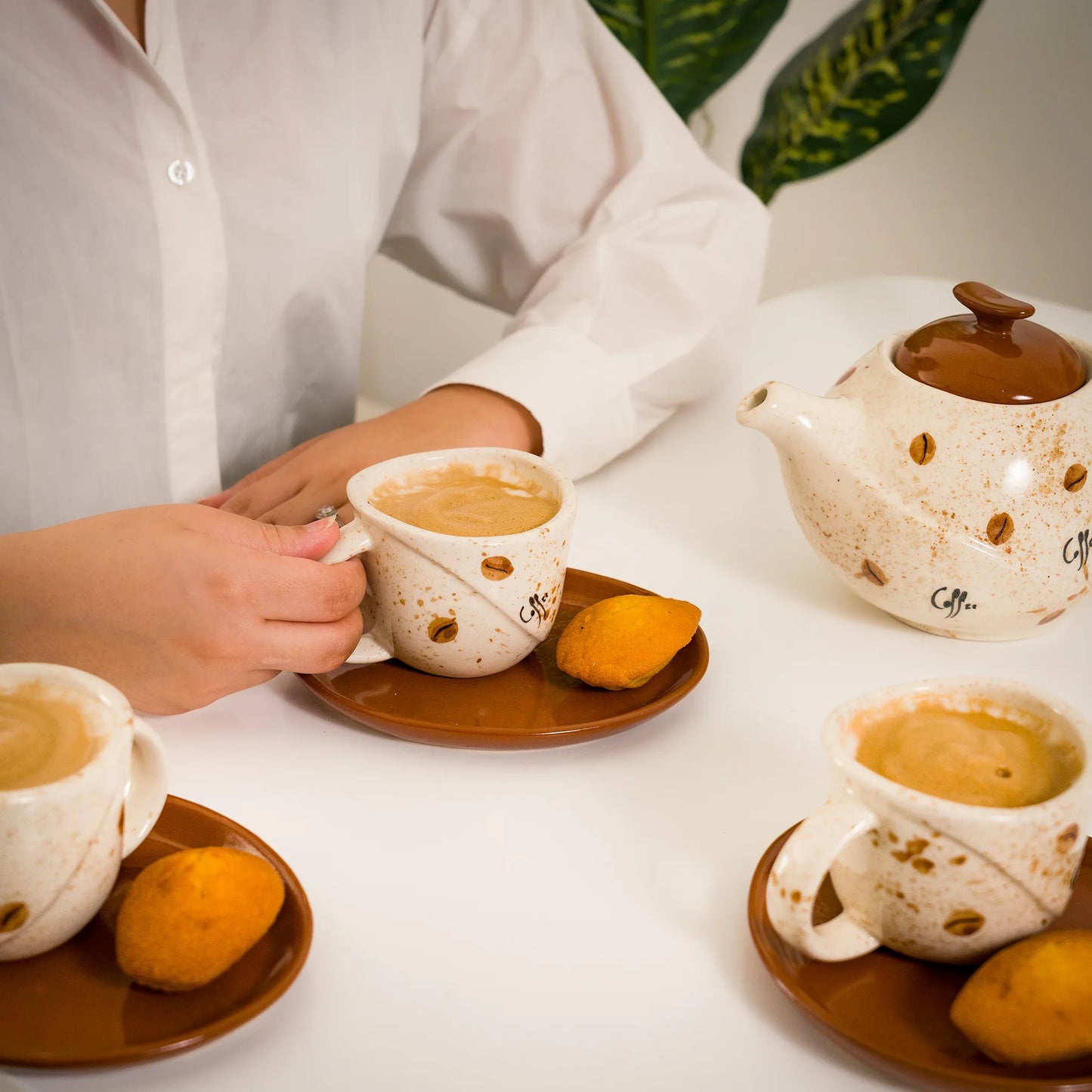 Handmade Ceramic Cafiana Coffee Set – 4 Person Artisan Service