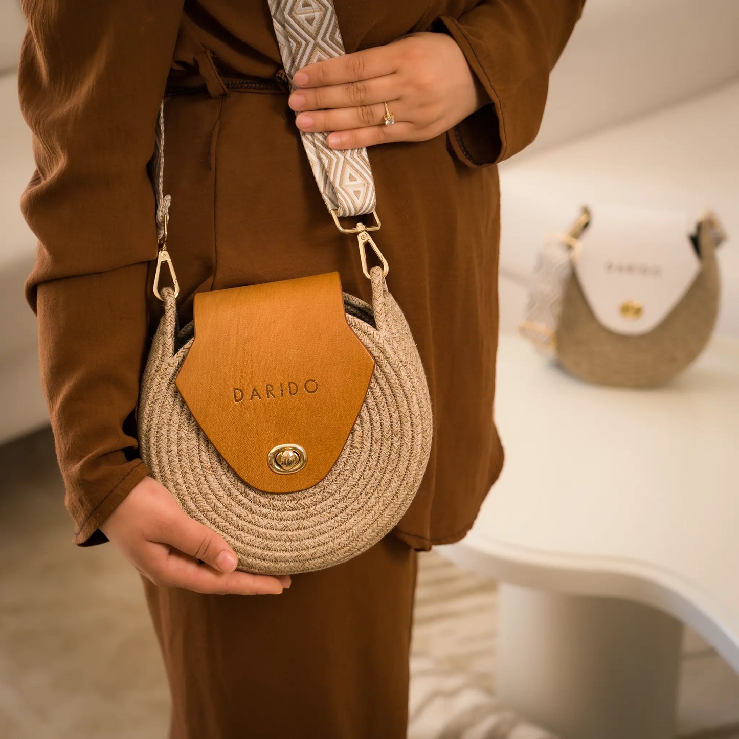 Blana & Amla Round Handbag – Handmade Elegance in Natural Fibers