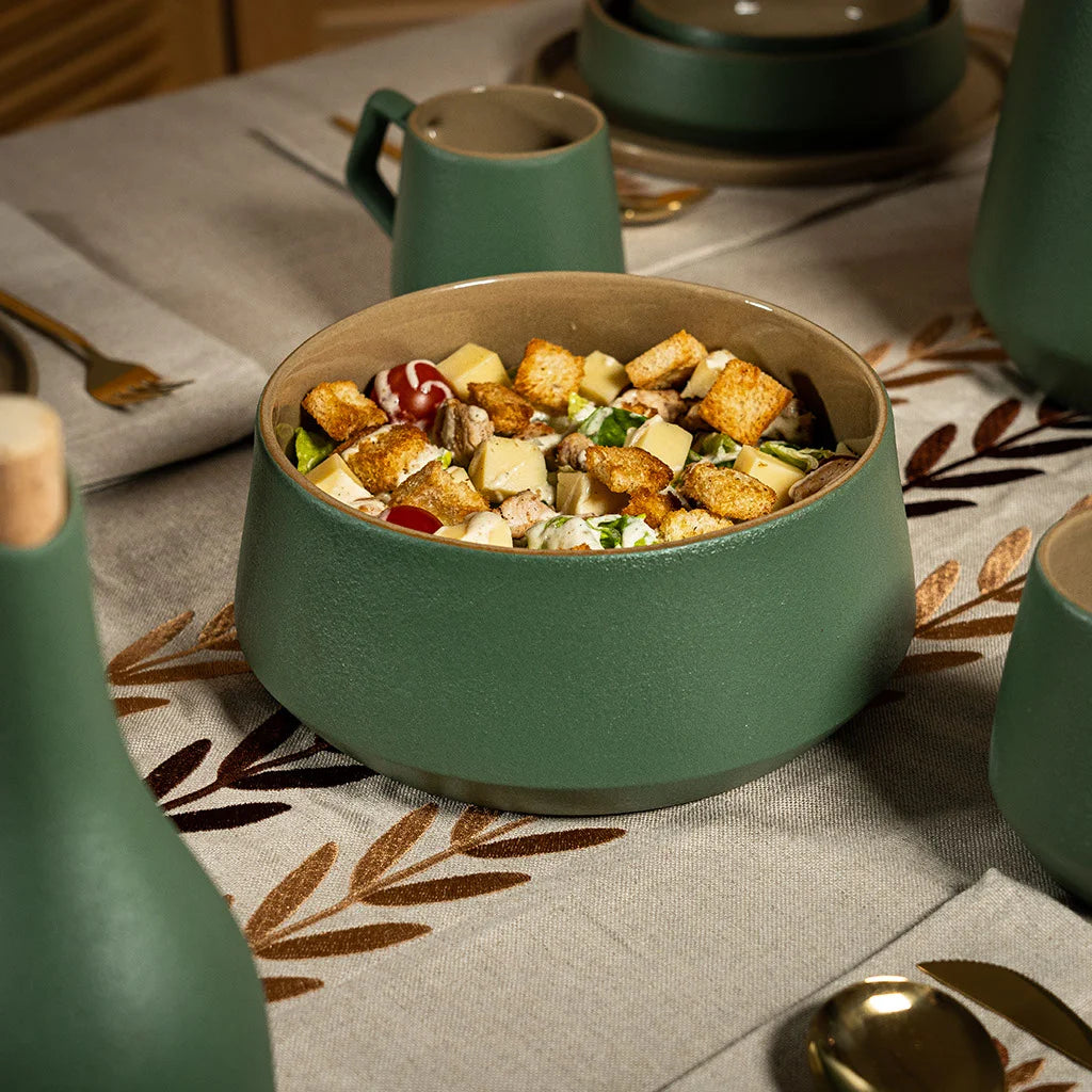 Handmade Stoneware Jade Table Set – Elegant Artisan Ceramic Dinnerware