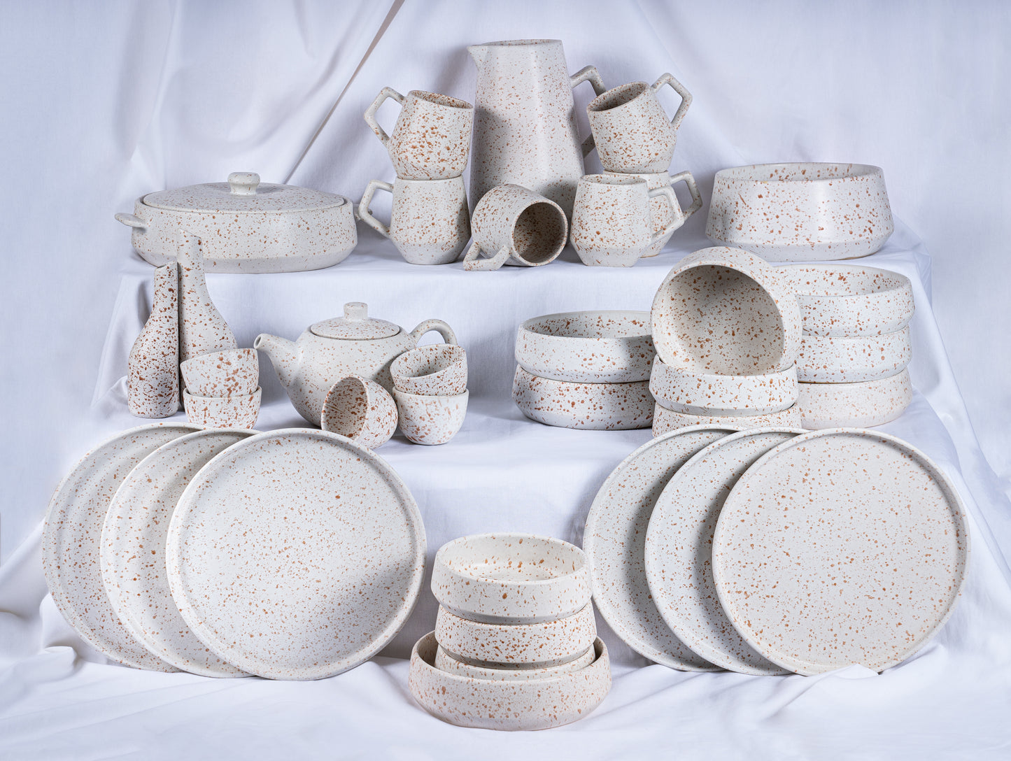 Handmade White Stoneware Table Set – Elegant Artisan Ceramic Dinnerware