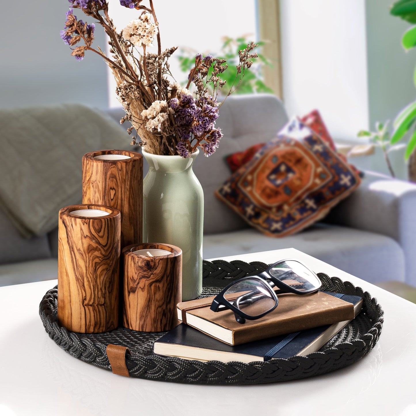 Set of Round Woven Placemats - 32 cm