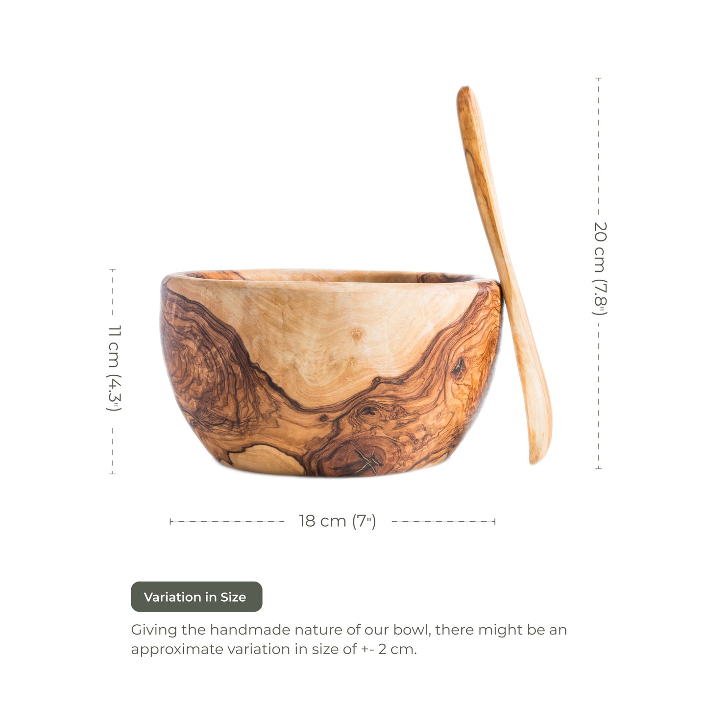 Round Salad Bowl 18x14 cm with Utensils