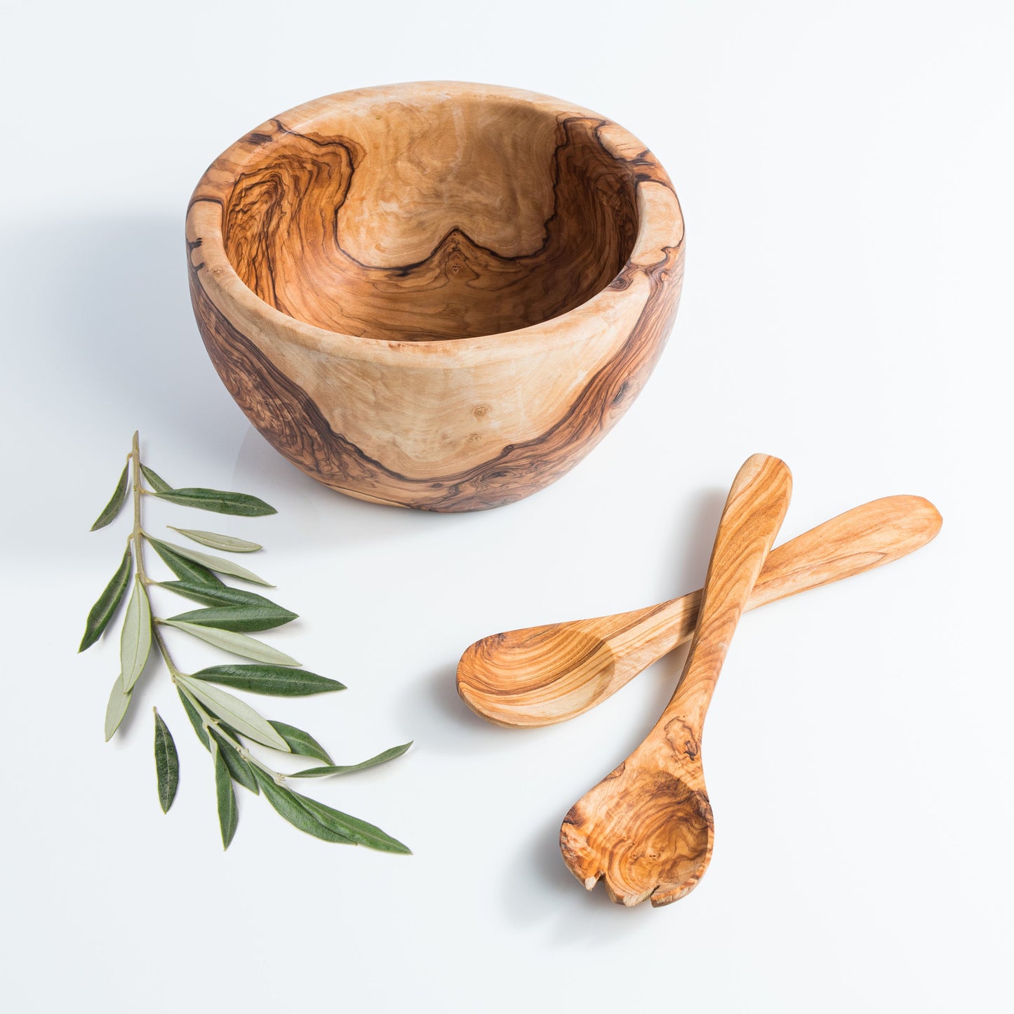 Round Salad Bowl 18x14 cm with Utensils