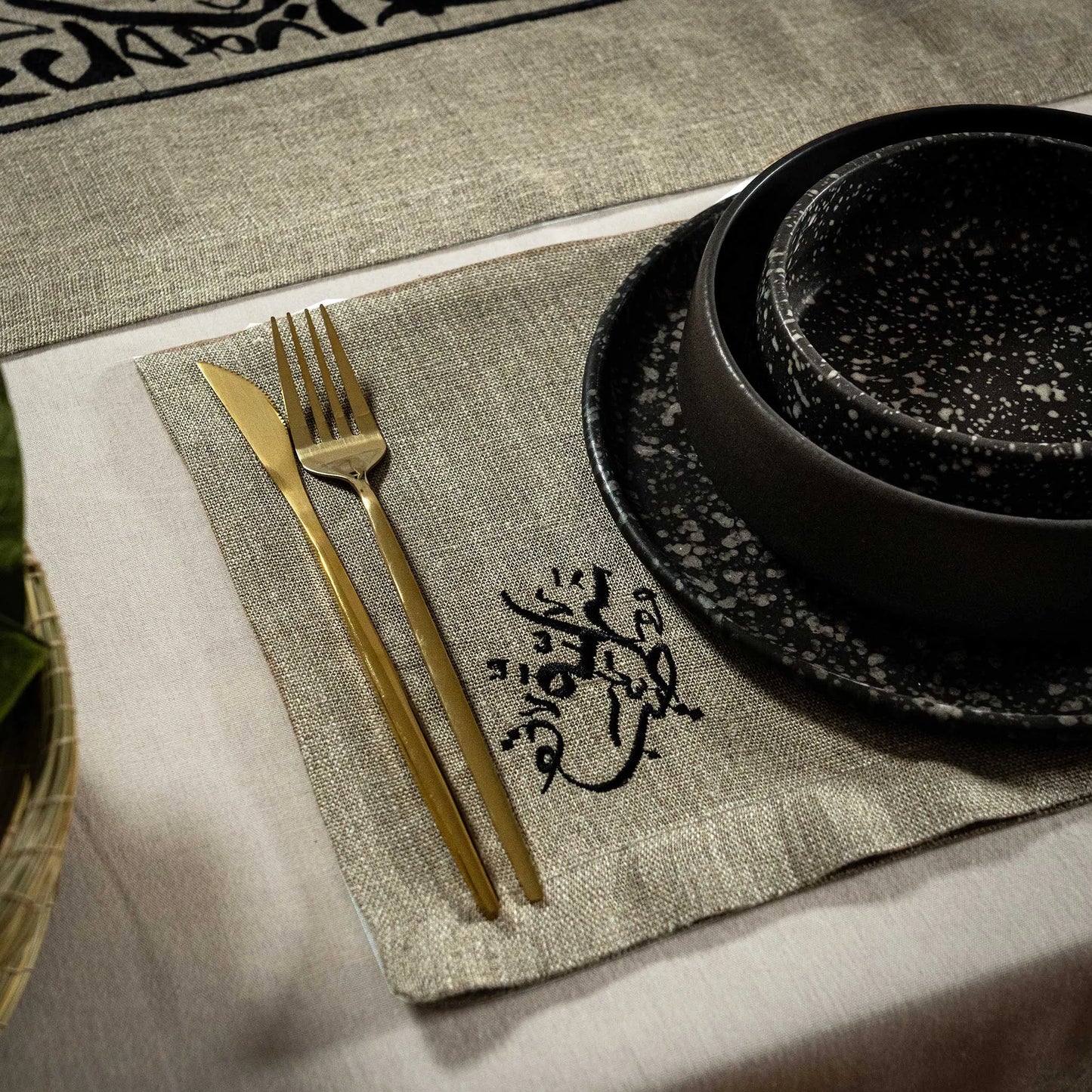 Luxurious Calligraphic Tablecloth – Elegance for Every Gathering