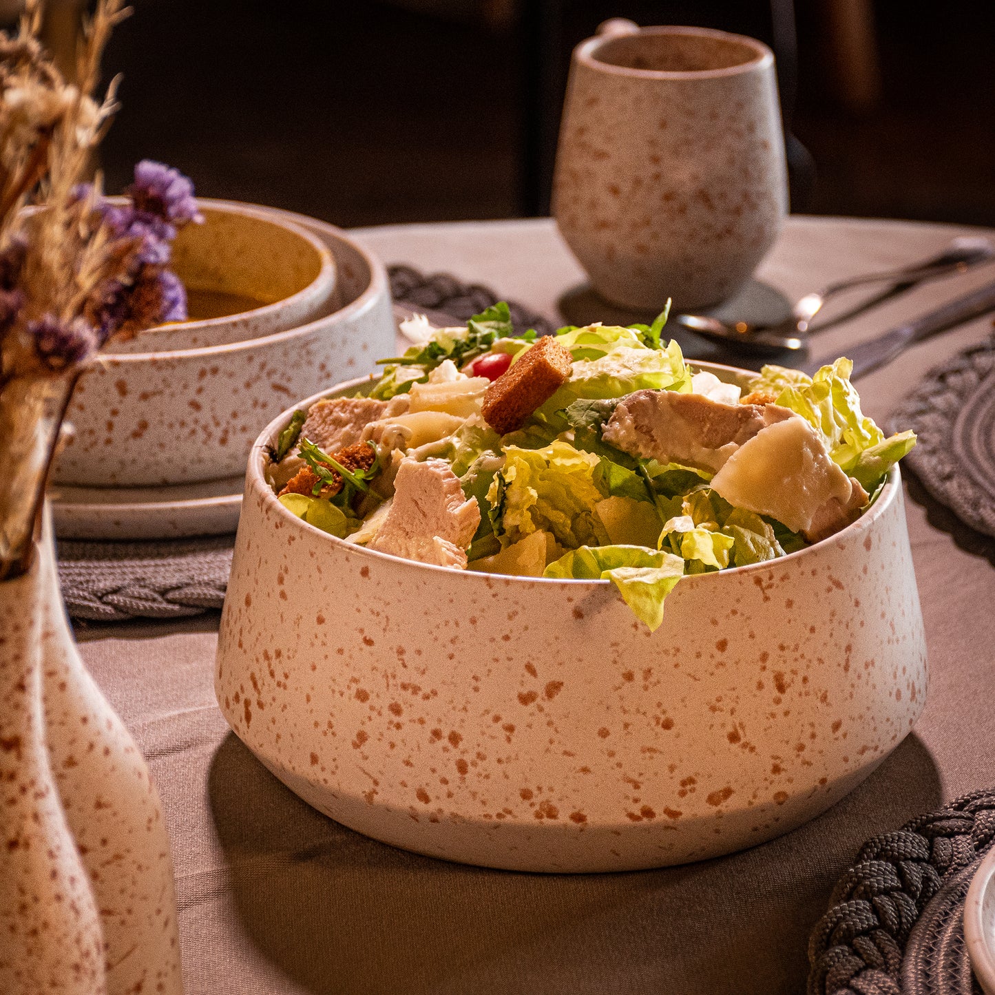 Handmade White Stoneware Table Set – Elegant Artisan Ceramic Dinnerware