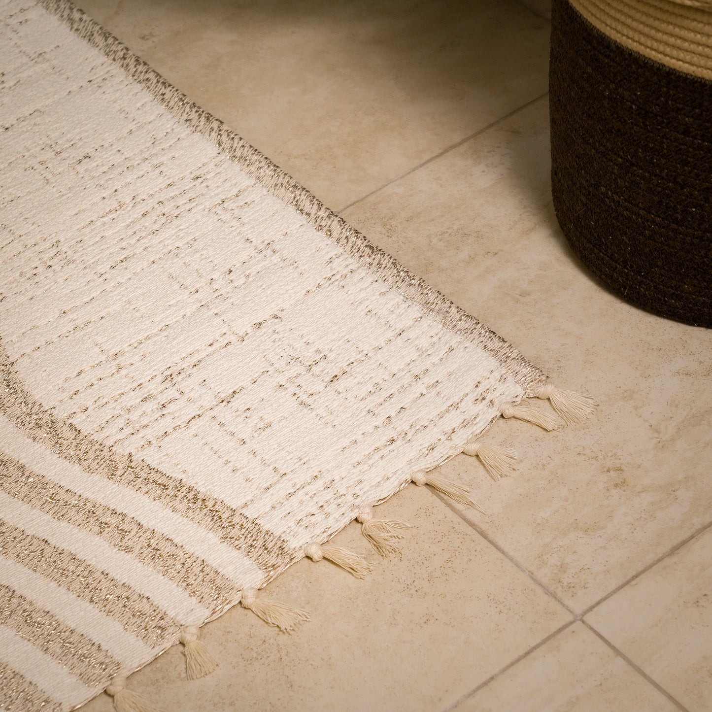Handmade Cotton Bath Mat Sable| Reversible Bathroom Rug