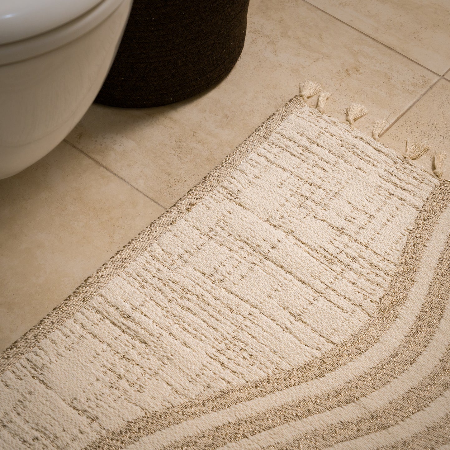 Handmade Cotton Bath Mat Sable| Reversible Bathroom Rug
