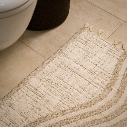 Handmade Cotton Bath Mat Sable| Reversible Bathroom Rug