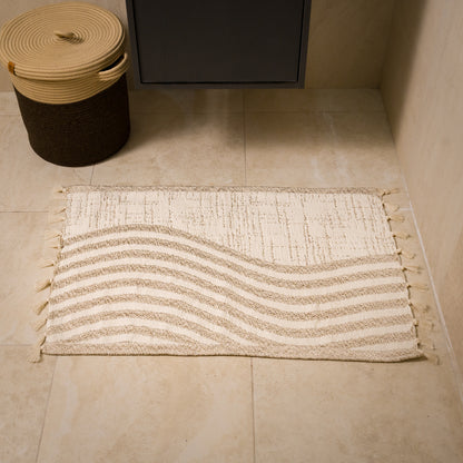 Handmade Cotton Bath Mat Sable| Reversible Bathroom Rug