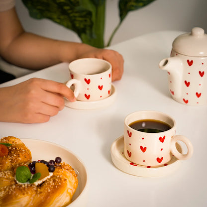 Handmade Ceramic Amora Coffee Set – 2 Person Artisan Service