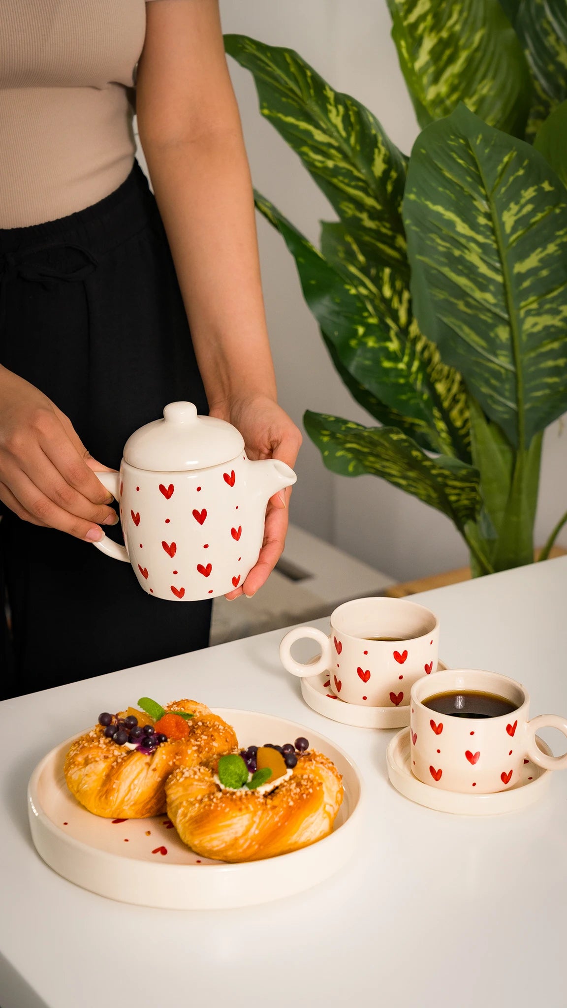 Handmade Ceramic Amora Coffee Set – 2 Person Artisan Service