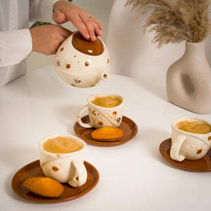 Handmade Ceramic Cafiana Coffee Set – 4 Person Artisan Service