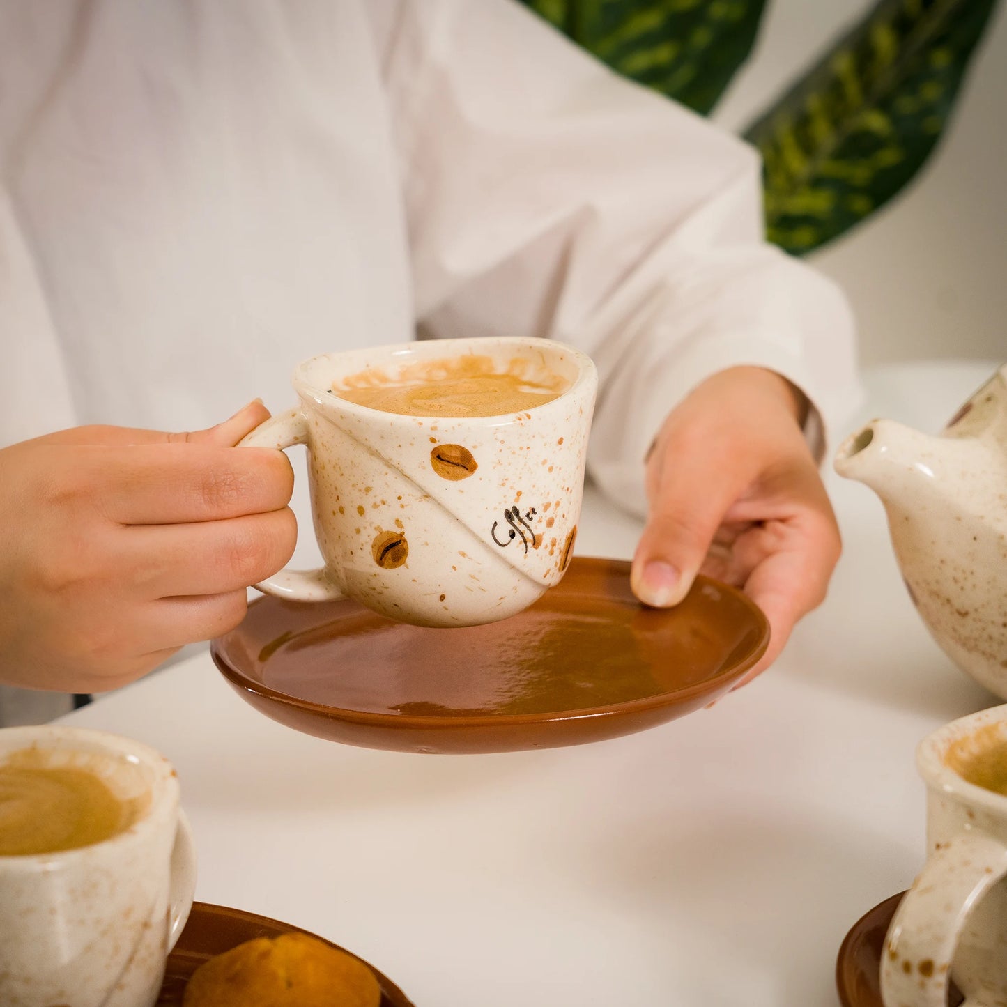 Handmade Ceramic Cafiana Coffee Set – 4 Person Artisan Service