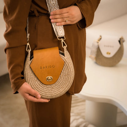 Blana & Amla Round Handbag – Handmade Elegance in Natural Fibers