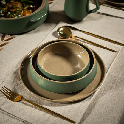 Handmade Stoneware Jade Table Set – Elegant Artisan Ceramic Dinnerware