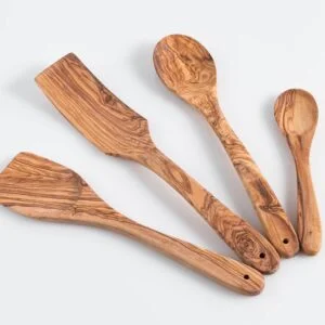 Darido Olive Wood Cooking Utensils Set of 3 with Extra Small Spoon - Darido