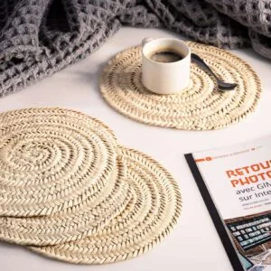 DARIDO_230425_kit_0176 Darido Saaf Grass Woven Round trivet- 20 cm - Darido