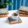 قاعدة أكواب مصنوعة من خشب الزيتون والخزف