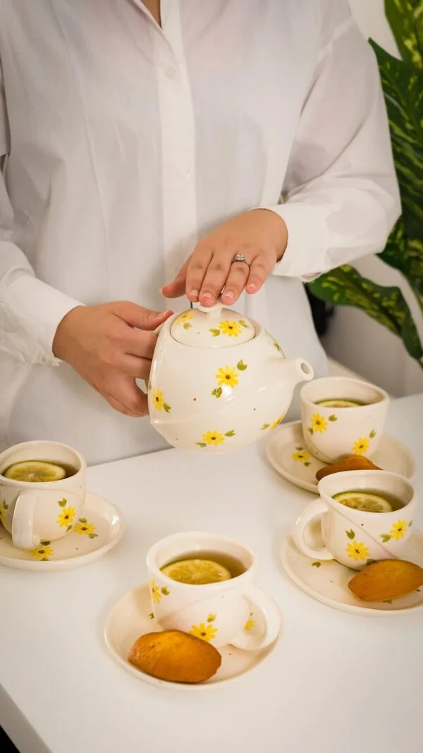 طقم قهوة فخاري يدوي – مارغيريتا (4 أشخاص)