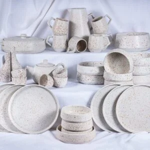 Handmade White Stoneware Table Set – Elegant Artisan Ceramic Dinnerware