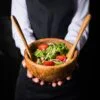 Round Salad Bowl 18x14 cm with Utensils